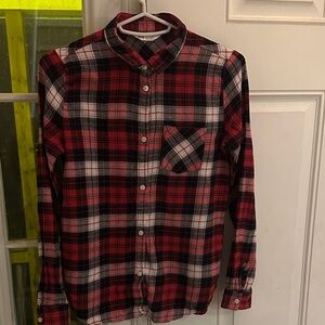 H&M Kids Red Plaid Button Down Shirt